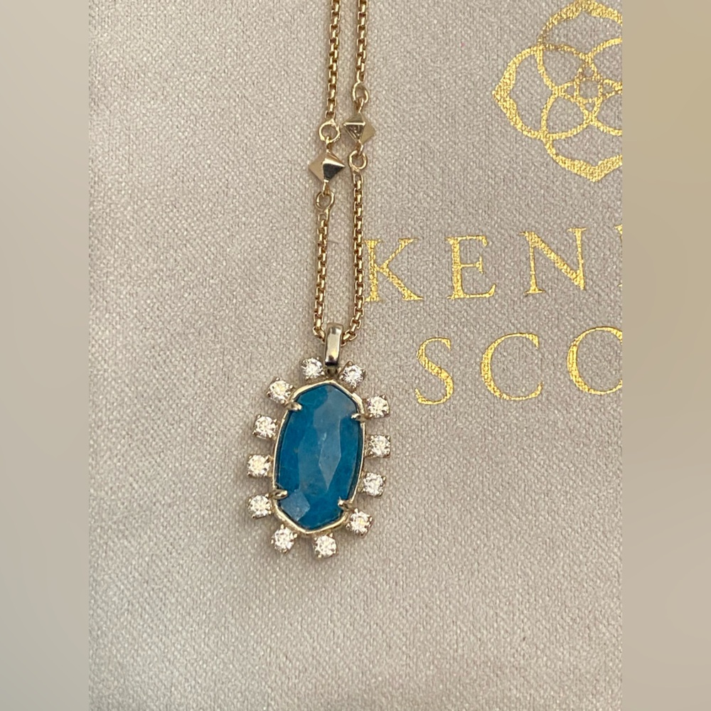 New Kendra Scott Brett Necklace in Aqua Apatite